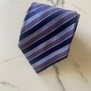 Balmain silk striped tie blue and purple